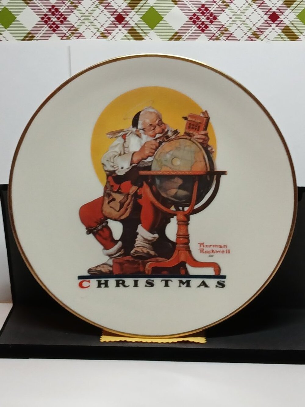 Vintage 1978 Gorham Norman Rockwell "Planning Christmas Visits" Collector Plate